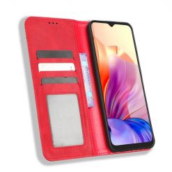 Kryty na mobil | Peňaženkové puzdro Retro Leather červené – Oscal C80 | Kryty na mobil