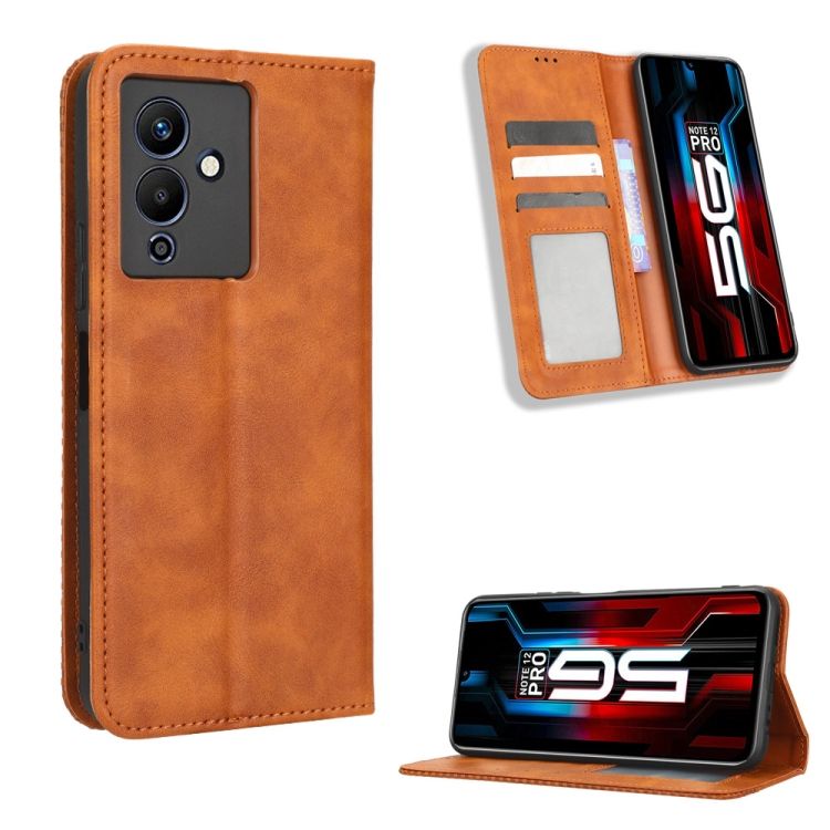 Peňaženkové puzdro Retro Leather hnedé – Infinix Note 12 Pro 5G | Kryty na mobil Kryty na mobil | Peňaženkové puzdro Retro Leather hnedé – Infinix Note 12 Pro 5G | Kryty na mobil