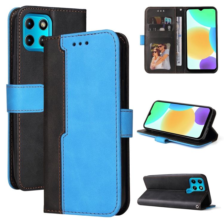 Peňaženkové puzdro Stitching čierno-modré – Infinix Smart 6 | Kryty na mobil Kryty na mobil | Peňaženkové puzdro Stitching čierno-modré – Infinix Smart 6 | Kryty na mobil