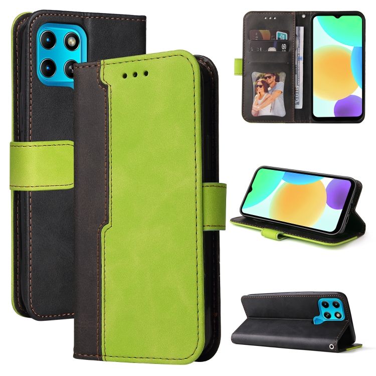 Peňaženkové puzdro Stitching čierno-zelené – Infinix Smart 6 | Kryty na mobil Kryty na mobil | Peňaženkové puzdro Stitching čierno-zelené – Infinix Smart 6 | Kryty na mobil