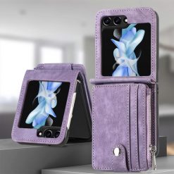 Kryty na mobil | Peňaženkové puzdro Zipper Wallet fialové – Samsung Galaxy Z Flip 5 | Kryty na mobil