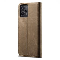 Peňaženkové puzdro Denim Texture bledohnedé – Xiaomi Poco F5 | Kryty na mobil Kryty na mobil | Peňaženkové puzdro Denim Texture bledohnedé – Xiaomi Poco F5 | Kryty na mobil