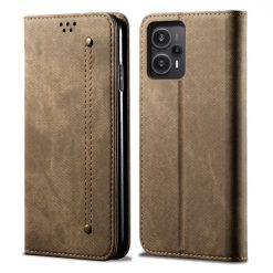 Peňaženkové puzdro Denim Texture bledohnedé – Xiaomi Poco F5 | Kryty na mobil Kryty na mobil | Peňaženkové puzdro Denim Texture bledohnedé – Xiaomi Poco F5 | Kryty na mobil