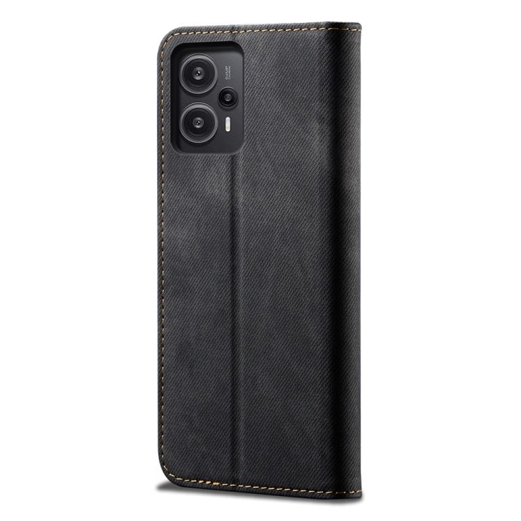 Peňaženkové puzdro Denim Texture čierne – Xiaomi Poco F5 | Kryty na mobil Kryty na mobil | Peňaženkové puzdro Denim Texture čierne – Xiaomi Poco F5 | Kryty na mobil