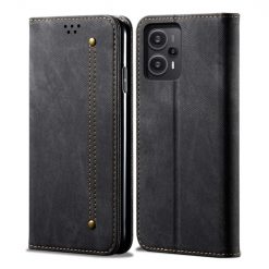 Peňaženkové puzdro Denim Texture čierne – Xiaomi Poco F5 | Kryty na mobil Kryty na mobil | Peňaženkové puzdro Denim Texture čierne – Xiaomi Poco F5 | Kryty na mobil