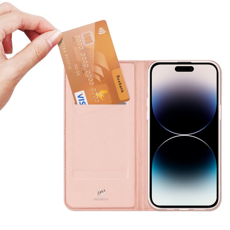 Peňaženkové puzdro Dux Ducis Skin Pro ružové – Apple iPhone 15 Pro | Kryty na mobil Kryty na mobil | Peňaženkové puzdro Dux Ducis Skin Pro ružové – Apple iPhone 15 Pro | Kryty na mobil
