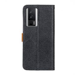 Peňaženkové puzdro Embossing Pattern Kvety čierne – Xiaomi Poco F5 Pro | Kryty na mobil Kryty na mobil | Peňaženkové puzdro Embossing Pattern Kvety čierne – Xiaomi Poco F5 Pro | Kryty na mobil