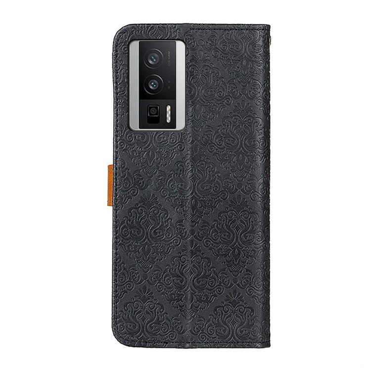 Peňaženkové puzdro Embossing Pattern Kvety čierne – Xiaomi Poco F5 Pro | Kryty na mobil Kryty na mobil | Peňaženkové puzdro Embossing Pattern Kvety čierne – Xiaomi Poco F5 Pro | Kryty na mobil