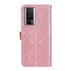 Kryty na mobil | Peňaženkové puzdro Embossing Pattern Kvety ružové – Xiaomi Poco F5 Pro | Kryty na mobil