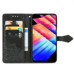 Kryty na mobil | Peňaženkové puzdro Embossing Pattern Mandala Flower čierne – Infinix Hot 30i | Kryty na mobil
