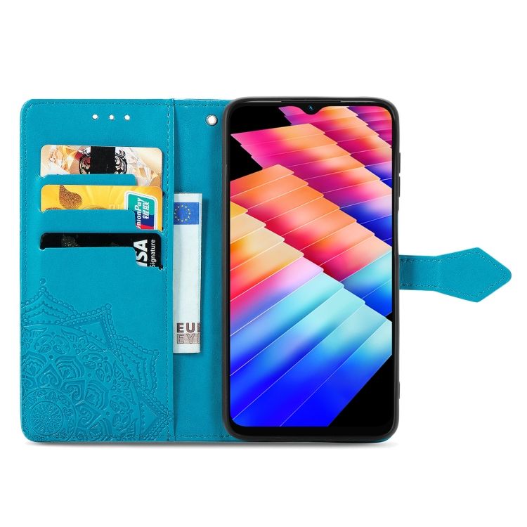 Peňaženkové puzdro Embossing Pattern Mandala Flower modré – Infinix Hot 30i | Kryty na mobil Kryty na mobil | Peňaženkové puzdro Embossing Pattern Mandala Flower modré – Infinix Hot 30i | Kryty na mobil
