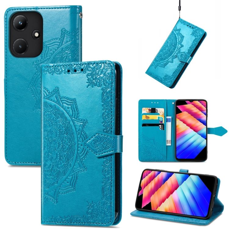 Peňaženkové puzdro Embossing Pattern Mandala Flower modré – Infinix Hot 30i | Kryty na mobil Kryty na mobil | Peňaženkové puzdro Embossing Pattern Mandala Flower modré – Infinix Hot 30i | Kryty na mobil
