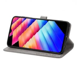 Kryty na mobil | Peňaženkové puzdro Embossing Pattern Mandala Flower sivé – Infinix Hot 30i | Kryty na mobil