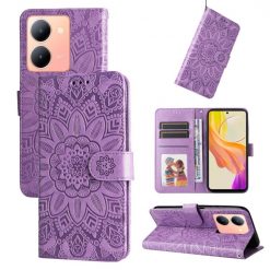 Kryty na mobil | Peňaženkové puzdro Embossing Pattern Slnečnica fialové – Vivo Y36 | Kryty na mobil