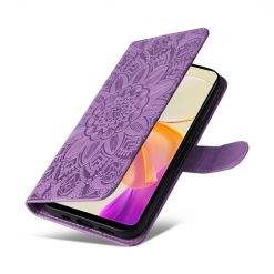 Kryty na mobil | Peňaženkové puzdro Embossing Pattern Slnečnica fialové – Vivo Y36 | Kryty na mobil