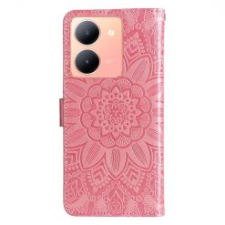 Kryty na mobil | Peňaženkové puzdro Embossing Pattern Slnečnica ružové – Vivo Y36 | Kryty na mobil