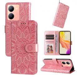 Kryty na mobil | Peňaženkové puzdro Embossing Pattern Slnečnica ružové – Vivo Y36 | Kryty na mobil