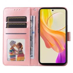 Kryty na mobil | Peňaženkové puzdro Embossing Pattern Slnečnica ružové – Vivo Y36 | Kryty na mobil