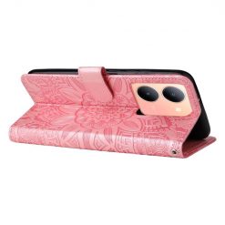 Kryty na mobil | Peňaženkové puzdro Embossing Pattern Slnečnica ružové – Vivo Y36 | Kryty na mobil