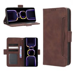 Kryty na mobil | Peňaženkové puzdro Slots case hnedé – Xiaomi Poco F5 Pro | Kryty na mobil