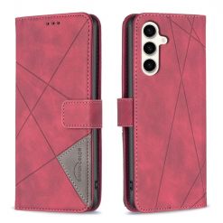 Knižkové puzdro Rhombus červené – Samsung Galaxy S23 FE | Kryty na mobil Kryty na mobil | Knižkové puzdro Rhombus červené – Samsung Galaxy S23 FE | Kryty na mobil