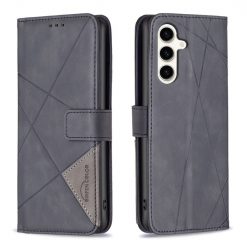 Kryty na mobil | Knižkové puzdro Rhombus čierne – Samsung Galaxy S23 FE | Kryty na mobil