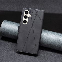 Kryty na mobil | Knižkové puzdro Rhombus čierne – Samsung Galaxy S23 FE | Kryty na mobil