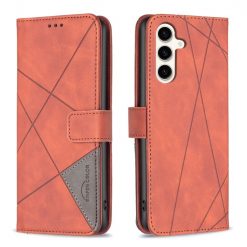 Kryty na mobil | Knižkové puzdro Rhombus hnedé – Samsung Galaxy S23 FE | Kryty na mobil
