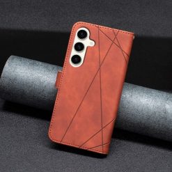 Kryty na mobil | Knižkové puzdro Rhombus hnedé – Samsung Galaxy S23 FE | Kryty na mobil