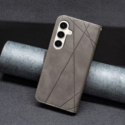 Kryty na mobil | Knižkové puzdro Rhombus sivé – Samsung Galaxy S23 FE | Kryty na mobil