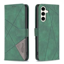 Knižkové puzdro Rhombus zelené – Samsung Galaxy S23 FE | Kryty na mobil Kryty na mobil | Knižkové puzdro Rhombus zelené – Samsung Galaxy S23 FE | Kryty na mobil
