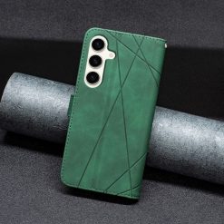 Knižkové puzdro Rhombus zelené – Samsung Galaxy S23 FE | Kryty na mobil Kryty na mobil | Knižkové puzdro Rhombus zelené – Samsung Galaxy S23 FE | Kryty na mobil