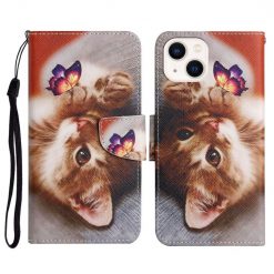 Kryty na mobil | Knižkové puzdro Trendy Cross case Mačka a motýľ – Apple iPhone 15 Plus | Kryty na mobil