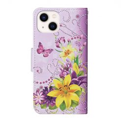 Kryty na mobil | Knižkové puzdro Trendy Cross case Žltý motýľ – Apple iPhone 15 Plus | Kryty na mobil