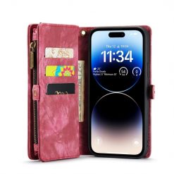 Kryty na mobil | Multifunkčné peňaženkové puzdro CaseMe Detachable červené – Apple iPhone 15 Pro | Kryty na mobil