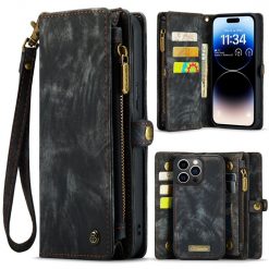 Kryty na mobil | Multifunkčné peňaženkové puzdro CaseMe Detachable čierne – Apple iPhone 15 Pro | Kryty na mobil