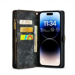 Kryty na mobil | Multifunkčné peňaženkové puzdro CaseMe Detachable čierne – Apple iPhone 15 Pro | Kryty na mobil