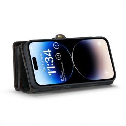 Kryty na mobil | Multifunkčné peňaženkové puzdro CaseMe Detachable čierne – Apple iPhone 15 Pro | Kryty na mobil