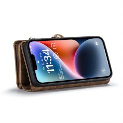 Kryty na mobil | Multifunkčné peňaženkové puzdro CaseMe Detachable hnedé – Apple iPhone 15 | Kryty na mobil