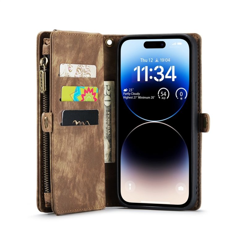 Multifunkčné peňaženkové puzdro CaseMe Detachable hnedé – Apple iPhone 15 Pro | Kryty na mobil Kryty na mobil | Multifunkčné peňaženkové puzdro CaseMe Detachable hnedé – Apple iPhone 15 Pro | Kryty na mobil