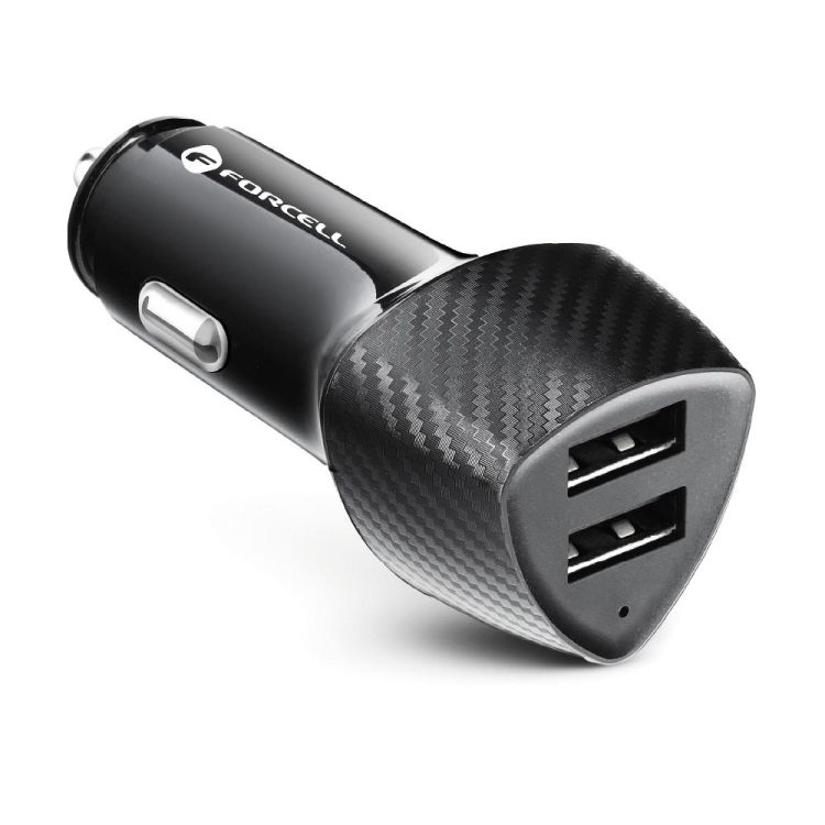 Nabíjačka do auta Forcell Carbon car charger 2xUSB 17W CC50-2A17W čierna | Kryty na mobil Kryty na mobil | Nabíjačka do auta Forcell Carbon car charger 2xUSB 17W CC50-2A17W čierna | Kryty na mobil