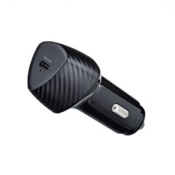 Kryty na mobil | Nabíjačka do auta Forcell Carbon car charger USB-C 3.0 PD20W CC50-1C čierna + kábel pre iPhone Lightning 8-pin PD20W | Kryty na mobil