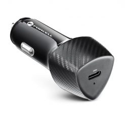 Kryty na mobil | Nabíjačka do auta Forcell Carbon car charger USB-C 3.0 PD20W CC50-1C čierna + kábel pre iPhone Lightning 8-pin PD20W | Kryty na mobil