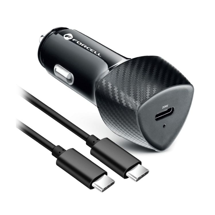 Nabíjačka do auta Forcell Carbon car charger USB-C 3.0 PD20W CC50-1C čierna + kábel USB-C PD60W | Kryty na mobil Kryty na mobil | Nabíjačka do auta Forcell Carbon car charger USB-C 3.0 PD20W CC50-1C čierna + kábel USB-C PD60W | Kryty na mobil