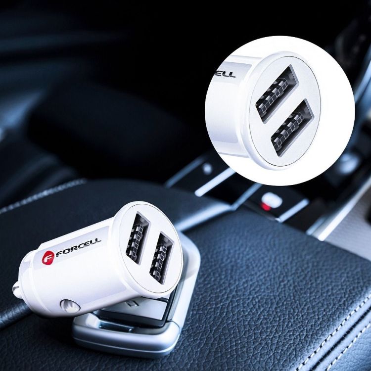 Nabíjačka do auta Forcell Mini car charger 2xUSB 3.1A CC-SJ02 biela | Kryty na mobil Kryty na mobil | Nabíjačka do auta Forcell Mini car charger 2xUSB 3.1A CC-SJ02 biela | Kryty na mobil