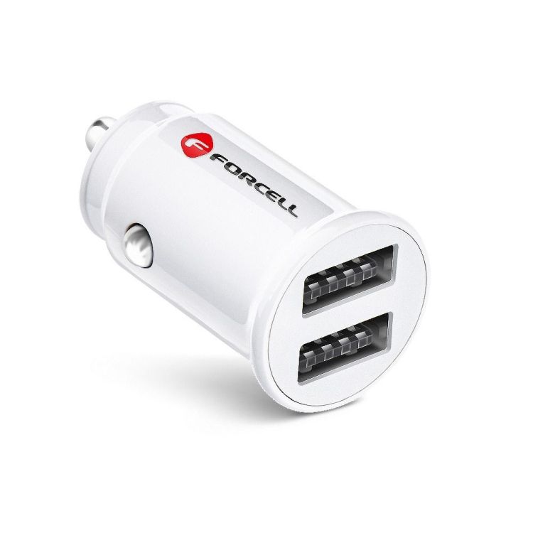 Nabíjačka do auta Forcell Mini car charger 2xUSB 3.1A CC-SJ02 biela | Kryty na mobil Kryty na mobil | Nabíjačka do auta Forcell Mini car charger 2xUSB 3.1A CC-SJ02 biela | Kryty na mobil