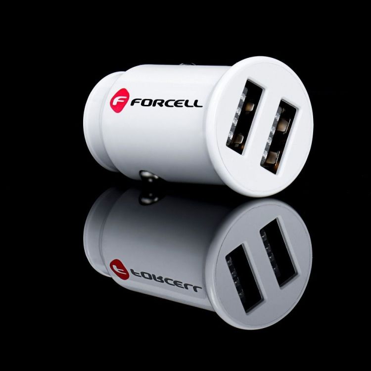 Nabíjačka do auta Forcell Mini car charger 2xUSB 3.1A CC-SJ02 biela | Kryty na mobil Kryty na mobil | Nabíjačka do auta Forcell Mini car charger 2xUSB 3.1A CC-SJ02 biela | Kryty na mobil