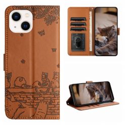 Peňaženkové puzdro Embossing Pattern Mačky hnedé – Apple iPhone 15 | Kryty na mobil Kryty na mobil | Peňaženkové puzdro Embossing Pattern Mačky hnedé – Apple iPhone 15 | Kryty na mobil
