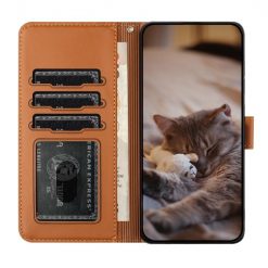 Peňaženkové puzdro Embossing Pattern Mačky hnedé – Apple iPhone 15 | Kryty na mobil Kryty na mobil | Peňaženkové puzdro Embossing Pattern Mačky hnedé – Apple iPhone 15 | Kryty na mobil