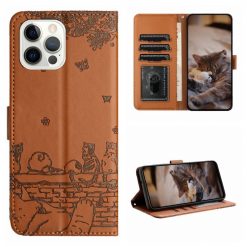 Peňaženkové puzdro Embossing Pattern Mačky hnedé – Apple iPhone 15 Pro Max | Kryty na mobil Kryty na mobil | Peňaženkové puzdro Embossing Pattern Mačky hnedé – Apple iPhone 15 Pro Max | Kryty na mobil